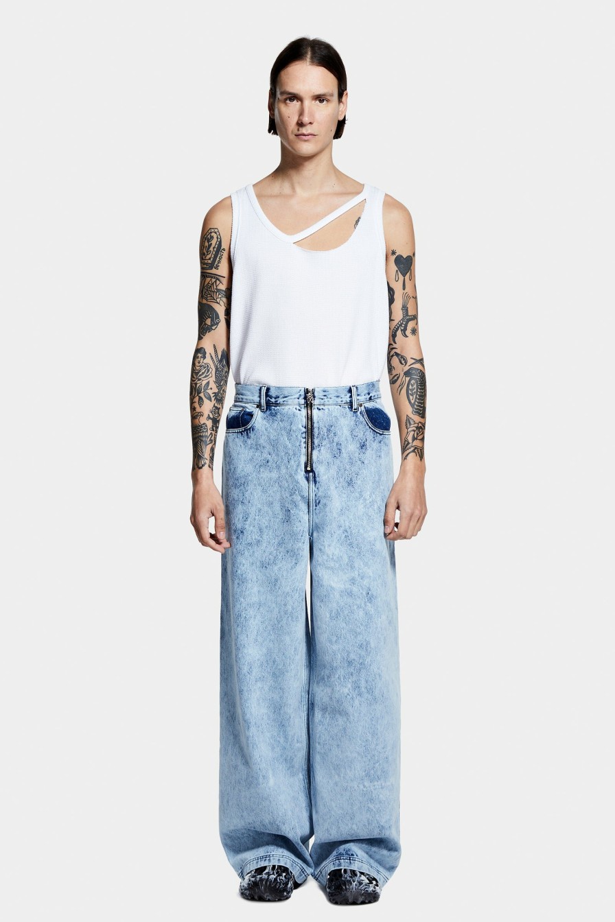 PRÊT À PORTER Louis Gabriel Nouchi | Pantalon Zippe En Denim Delave